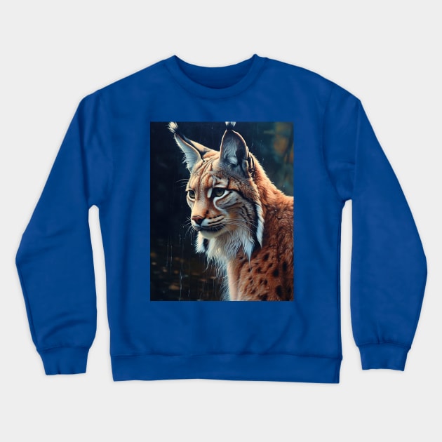 Oil Paint Hyperrealism: Amazing Zoo Lynx Crewneck Sweatshirt by ABART BY ALEXST 